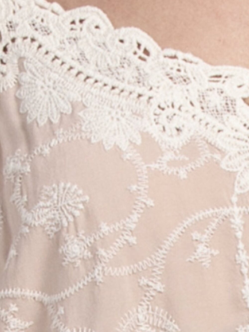 DEMOCRACY Crochet Flutter Sleeve Top With Lace Trim - Picture 3 of 3